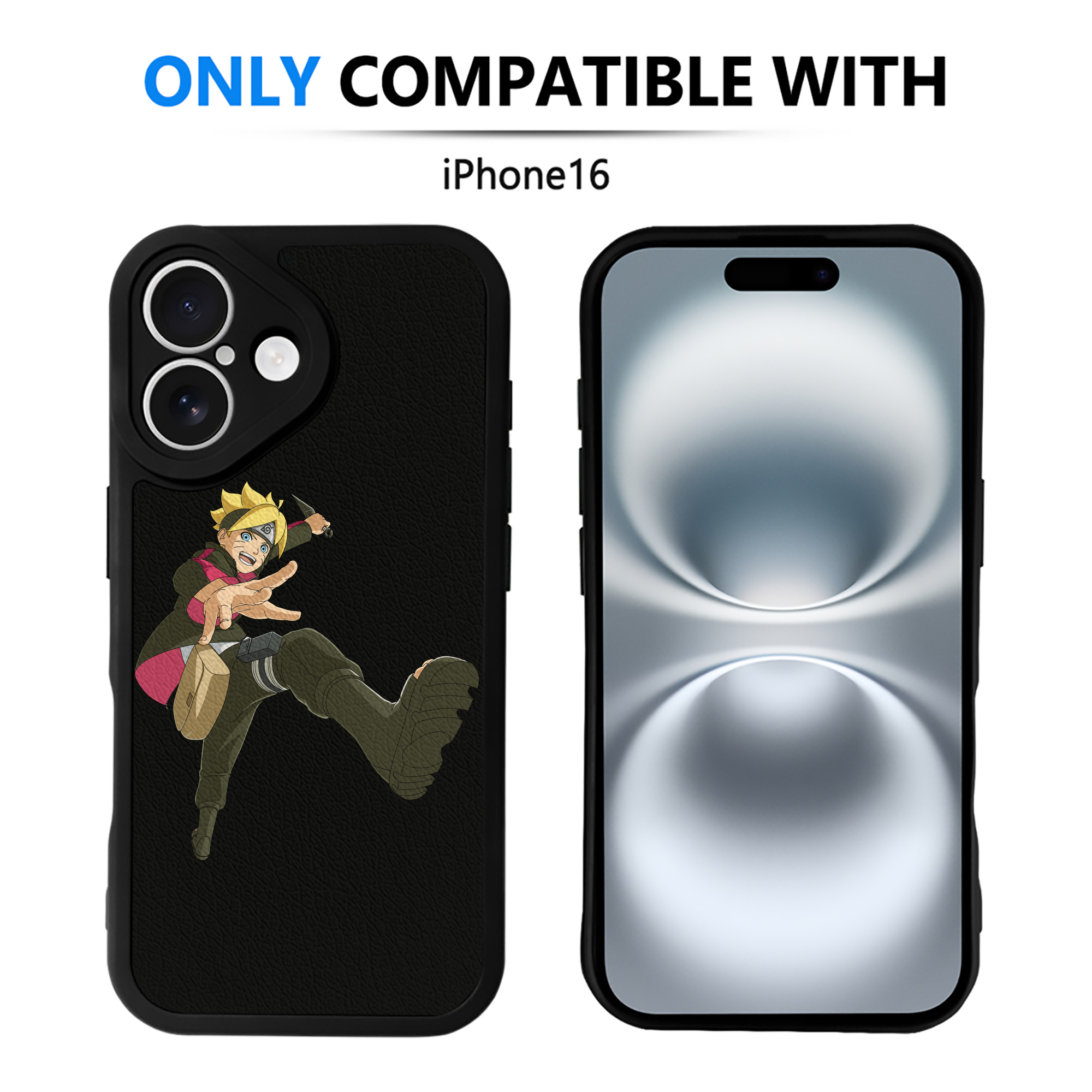 （画像用） NARUTO -ナルト- うずまき ボルト Uzumaki Boruto 【iPhone 16シリーズ対応】シリコンスマホケース（レザー調） 材質：シリコン